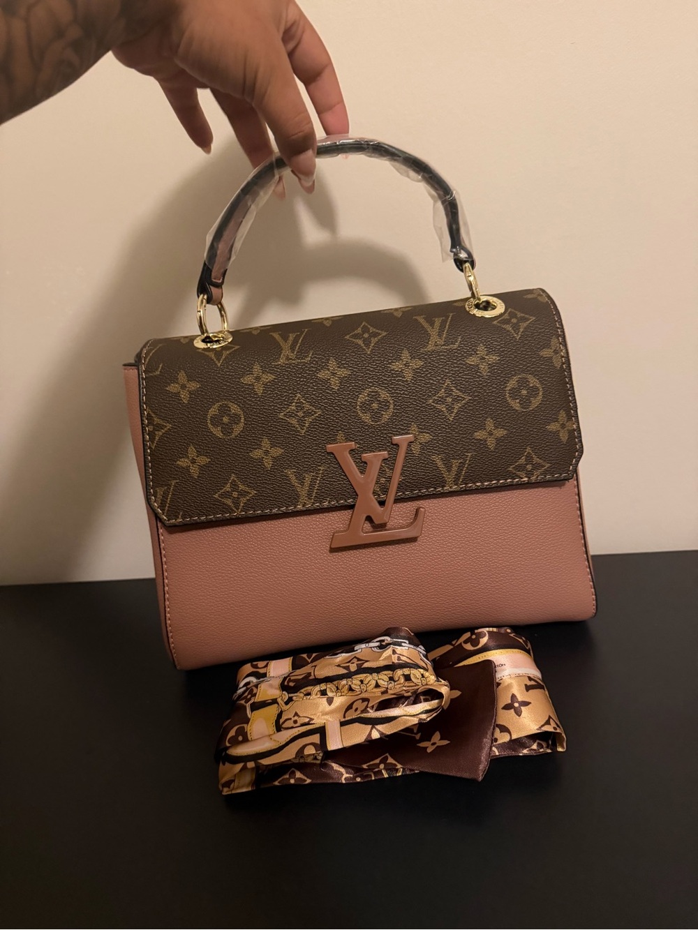 Louis Vuitton Brown Monogram and Dusty Pink Top-Handle Satchel